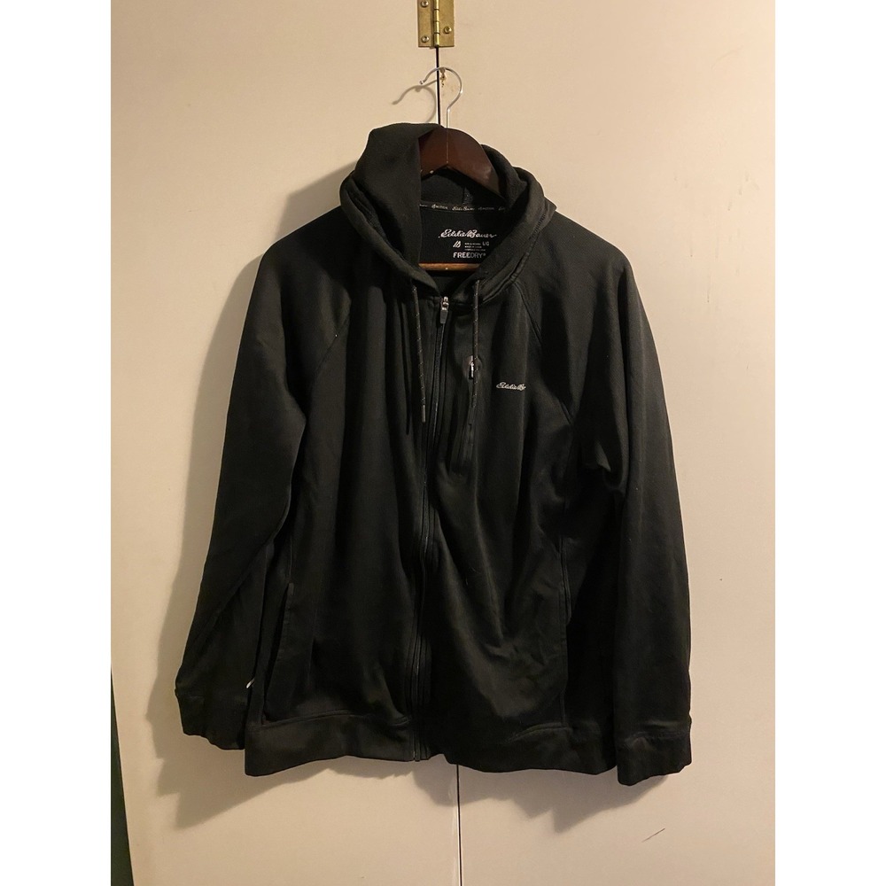 Eddie Bauer Jacket Men Large Black Good Freedry Performance Full Zip Hoodie